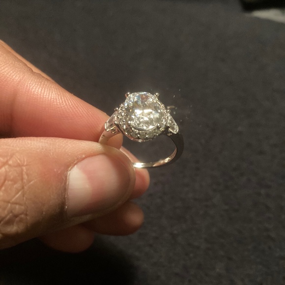 Round, Brilliant Diamonique Ring (5.75 CTW) - Sterling Silver and White Gold - Picture 5 of 7